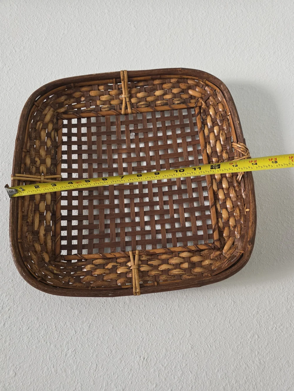 Vintage Brown Woven Rattan Wall Basket